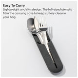 Utensils Set Stainlees Steel 7.5X2X0.5 Inch-Silver&Cream