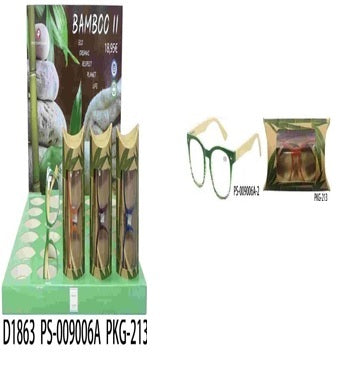 Anti Blue Light Bamboo Temples Reading Glasses +1.50-Green