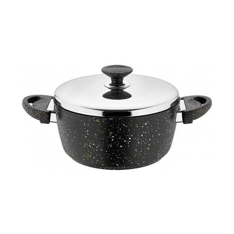 Saflon Pot Granite Steel Lid 26Cm-Black