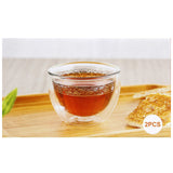 Mooloom 2Pcs Borosilicate Glass Double Wall Cawa Cup Set 70Ml -Clear
