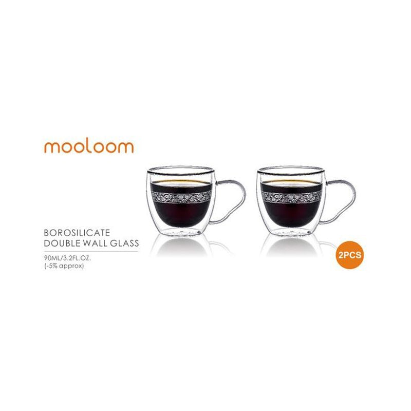 Mooloom Mooloom Double Wall Glass Coffee Cup 90 Ml Set Of 2-Clear