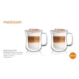 Mooloom Hand Made Double Wall Borosllicate Glass Mug 500Ml _ 2Pcs - Clear