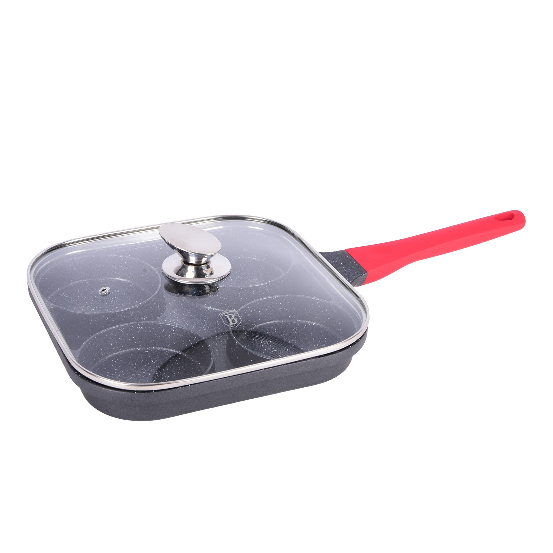 Die-Cast 4 Hole Fry Pan with glass Lid