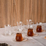 Mooloom Hand Made Borosilicate Glass Single Wall Tea Cup 120 Ml 12 Pcs ( 6 Cup+ 6 Saucer )