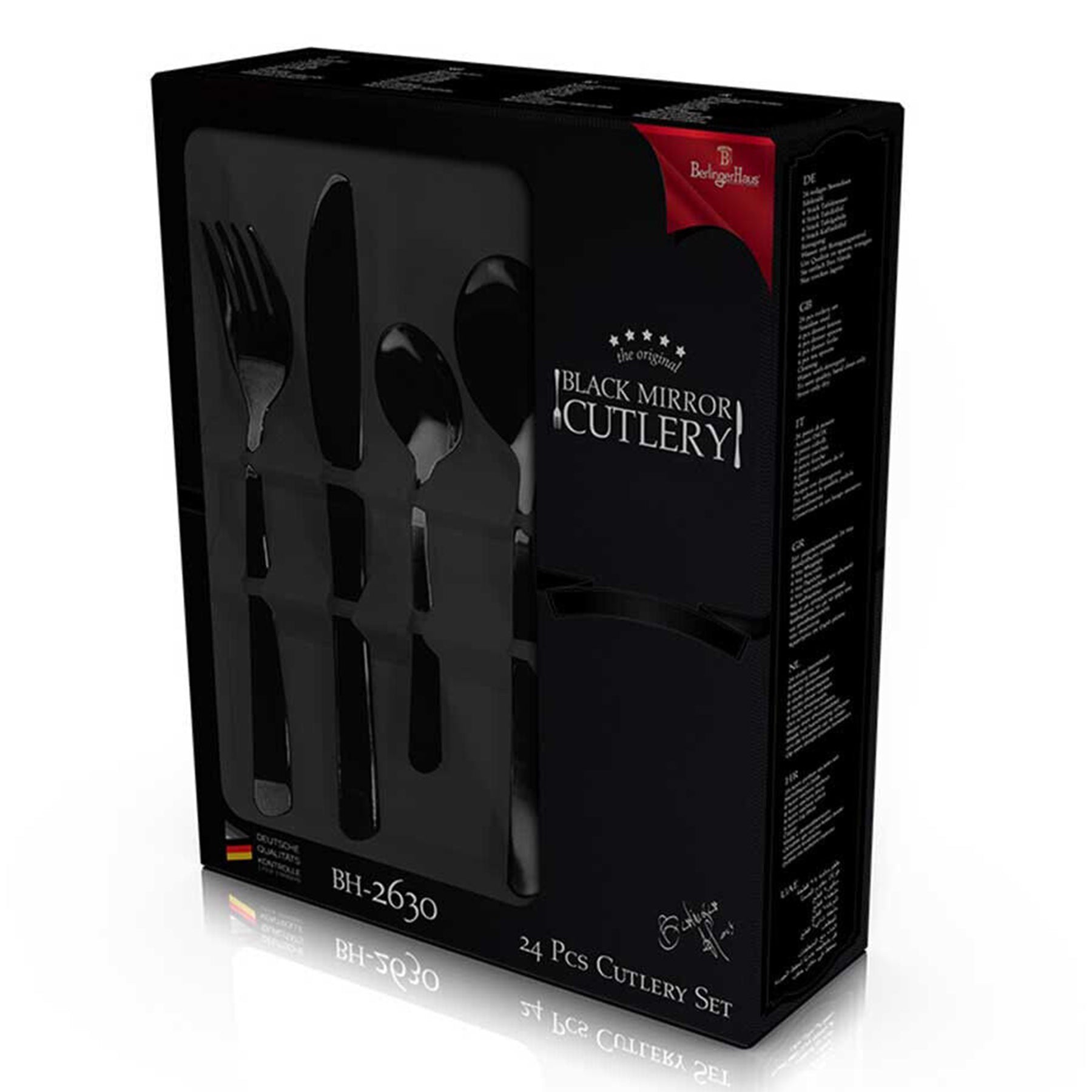 Stainless Steel Cutlery Set 24 Pcs Mirror Black