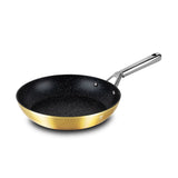 Hammered frypan 24 cm with stainless steel handle gold color