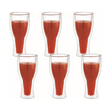 Aramoro Double Wall Glass Tumbler 6Pcs Set 260Ml - Red