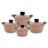 Granite Cookware Collection Pots 8 Pcs Set - Pink