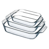 3Pcs Rectangular Glass Roaster Set