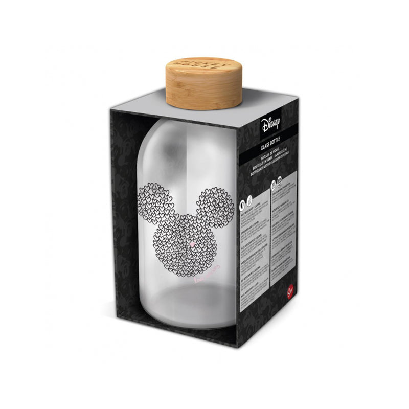 Stor Mickey Glass Drink Bottle 620 Ml - Clear