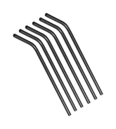 6 Pcs Stainless Steel Bent Straw Set 24 cm, Black