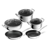 Berlinger Haus 8-Piece Eternal Cookware Set With Glass Lids (28+24+20 Cm) + Frying Pans (28+24 Cm)-Silver