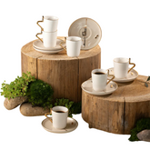 Turkish Coffee Set 12 Pcs - Beige + Gold