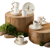 Turkish Coffee Set 12 Pcs - Pearl White + Gold