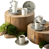 Turkish Coffee Set 12 Pcs - Grey + Silver