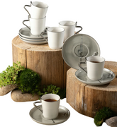 Porcelain Tea Set 12 Pcs - Grey + Silver