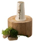 Medium Electronic Candle - Beige + Gold