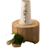 Large Electronic Candle - Beige + Gold