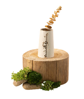 Flower Vase - S - 10.4x20 cm - Beige + Gold