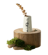 Flower Vase - S - 10.4x20 cm - Pearl White + Silver