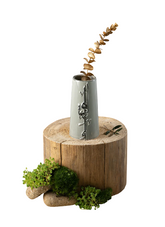 Flower Vase - S - 10.4x20 cm - Grey + Silver