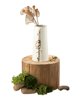 Flower Vase - L -13x25cm -  Pearl White + Gold