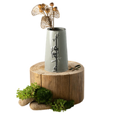 Flower Vase - L - 13x25 cm - Grey + Silver