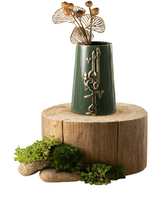 Flower Vase - L - 13x25 cm - Olive + Gold