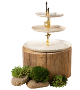 3 Layer Stand 27x18.7 cm -Beige + Gold