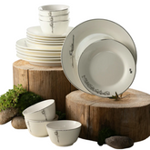 Dinner Set 18 Pcs - Pearl White + Silver