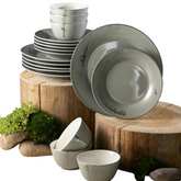 Dinner Set 18 Pcs - Grey + Silver