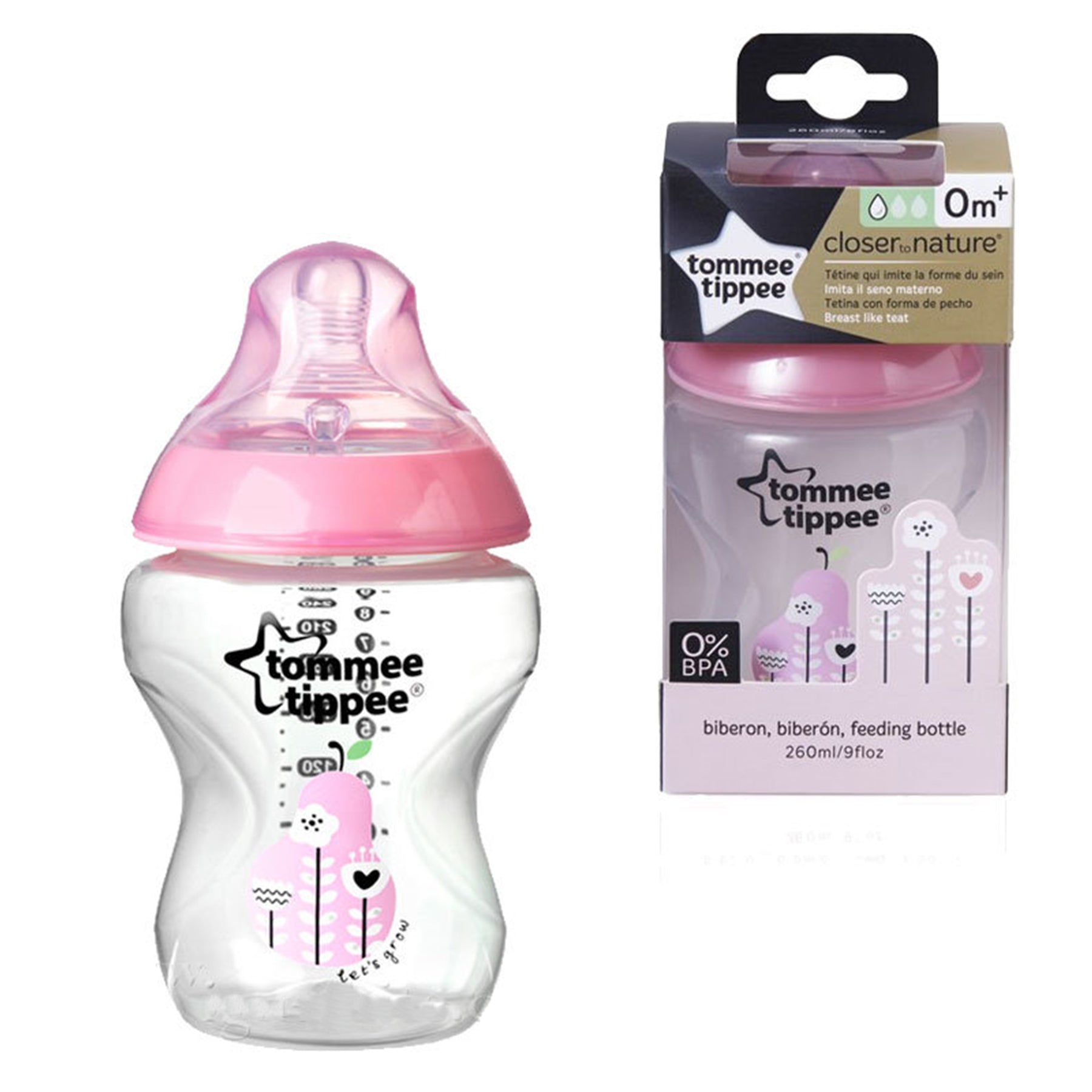 Easy-Vent Decorative Feeding Bottle - pink