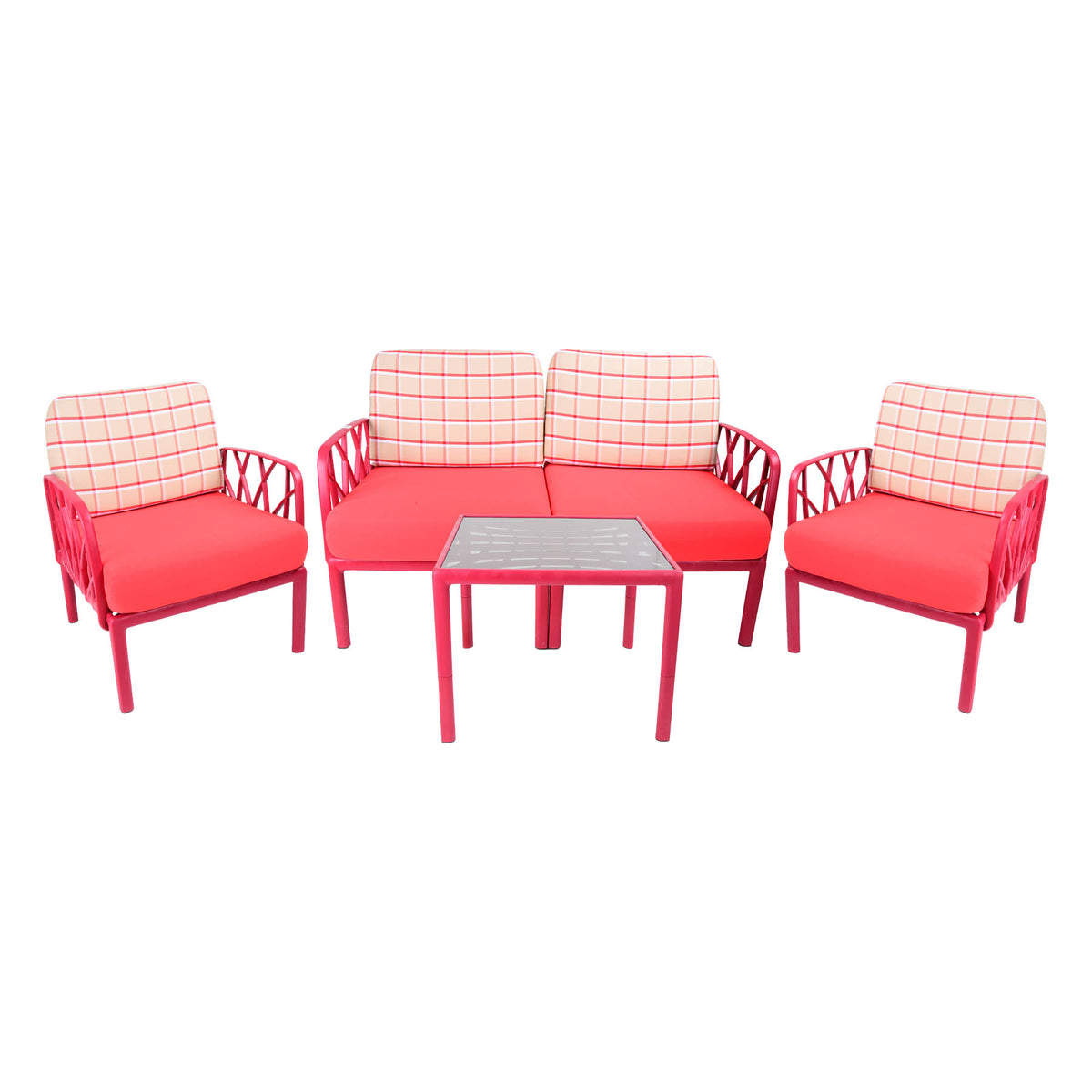 4 Pieces garden sofa set with table - Red