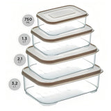 Follow Me 4Pc Plastic Storage Box Set-Mono(750Ml/1.3Ltr/2.1Ltr/3.2Ltr)-Clear