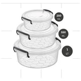 Follow Me 3Pc Plastic Storage Box Set Round (250Ml/550Ml/1Ltr)-Clear