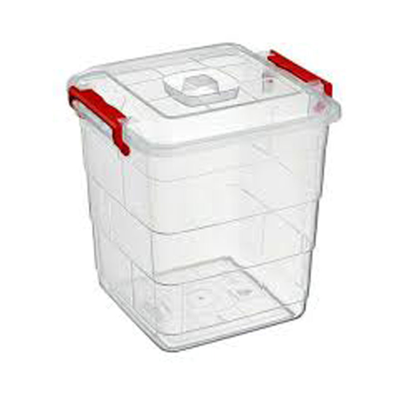 Plastic Storage Bucket With Lock Square 75Ltr - Clear
