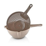 Plastic Kitchen Strainer Set With Handle 2.5Ltr - Brown