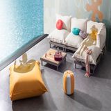 7pcs Puzzle outdoor set with cushion - White and yellow