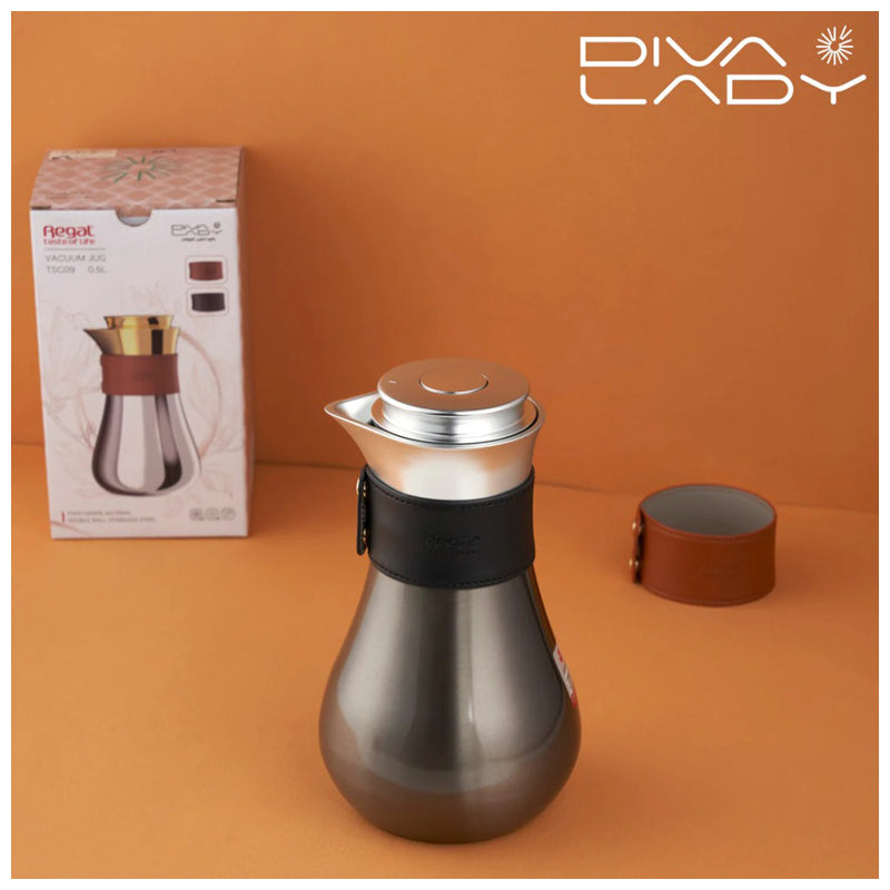 Diva Lady Gray Silver Water Bottle Without Handle, 350 Ml - Silver - Gray