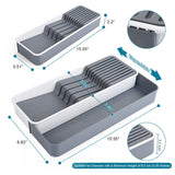 Knife Drawer Organizer Tray 39.5X14-22.8X5.6Cm 570G - White/Silver