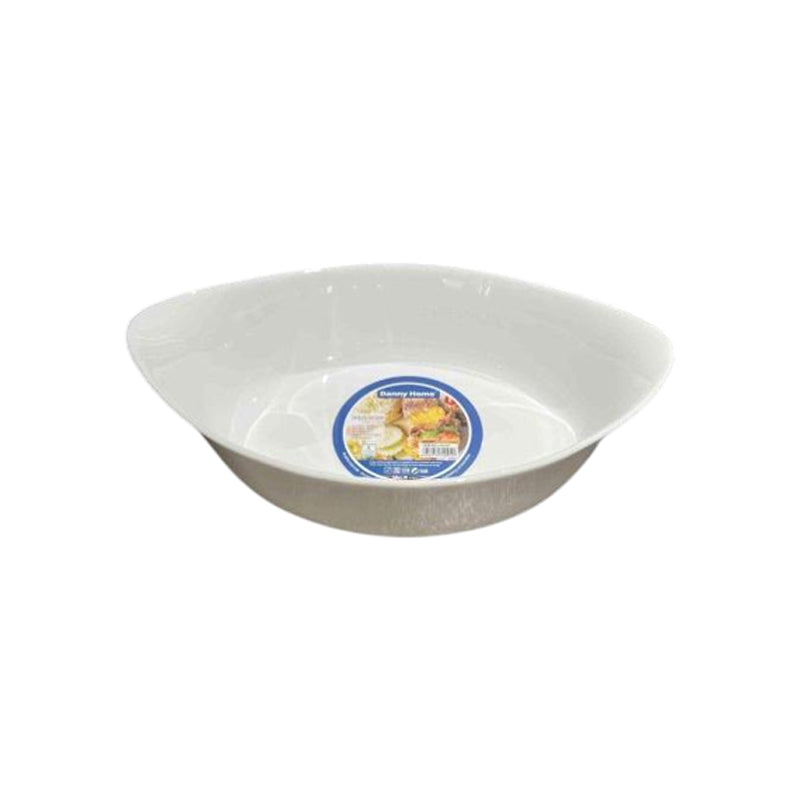 Danny Home Ceramic Serving Dish Oval Handle 11.5Nch - White