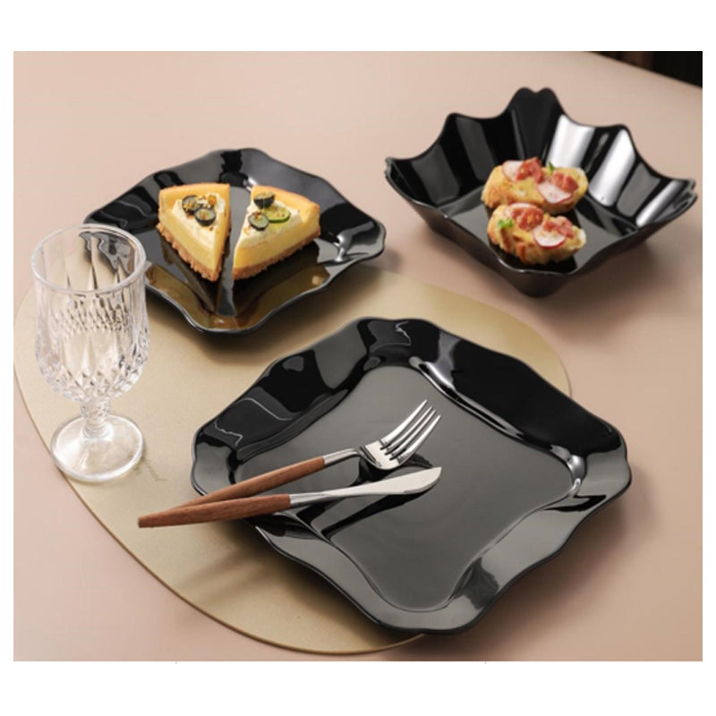 Danny Home 18Pc Dinner Set Rect -
(6 Plate+6 Dessert Plate+6 Soup Plate) - Black