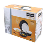 Danny Home 24Pc Dinner Set Round- (6 Plate+6 Dessert Plate+6 Soup Plate+6 Bowl) - White - Black