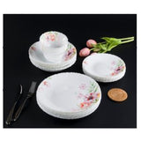 Danny Home 24Pc Dinner Set Round Design-A (6 Plate+6 Dessert Plate+6 Soup Plate+6 Bowl) - White