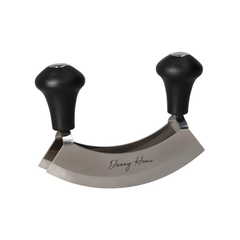 Danny Home Stainless Steel Mezzaluna HerbMeat Mincer With Plastic Handle 14Cm-Silver