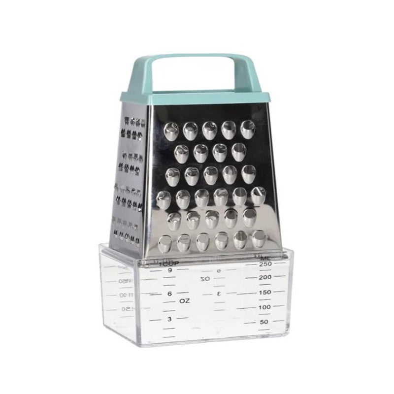 Danny Home S.S Steel 4 Sided Multi Grater With Plastic Storage Box 6X8.5X20Cm-Silver&Mint Green