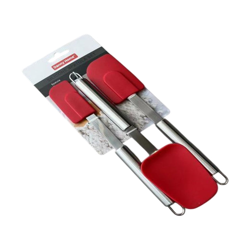 Danny Home 3Pc Silicone Spatula & Scraper WS.S Handle- 25.5Cm-Red