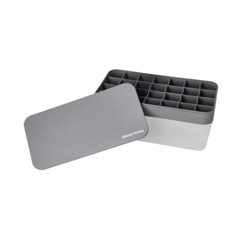 Danny Home Silicone Ice Cube Tray With Plastic Storage Box 22.5X11.5X10.5Cm-Grey