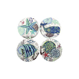 Danny Home 4Pc Porcelain Coaster Set-10Cm -Sea Animals Printed Design-Multicolour