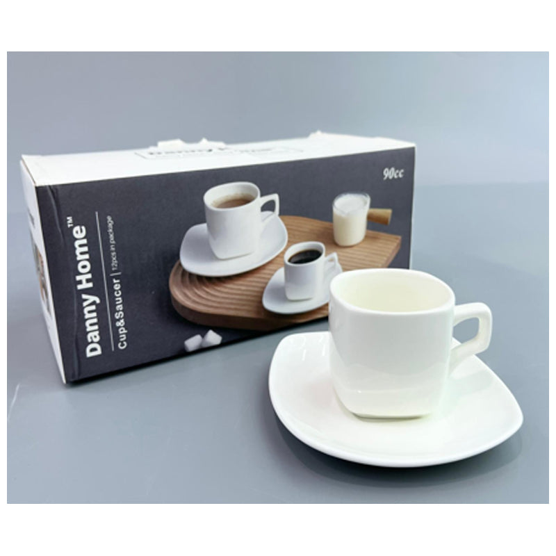 Danny Home 12Pc Porcelain Cup Saucer Set -80Ml -White